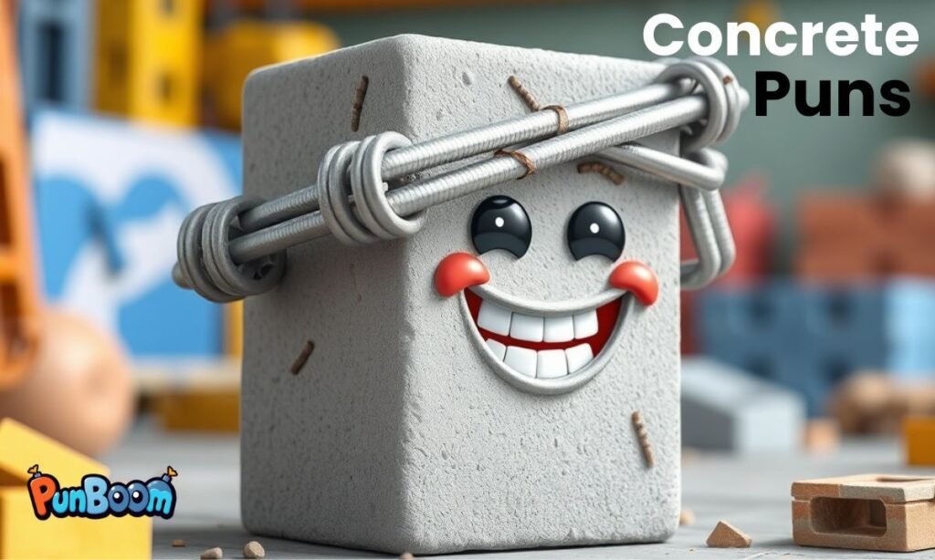 383 concrete puns, funny one-liners, construction jokes, cement wordplay, and short captions