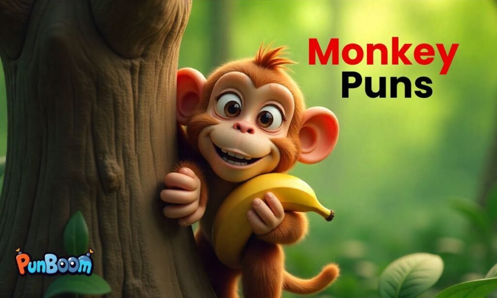 Monkey puns, cute funny captions, witty jokes, and Instagram ideas