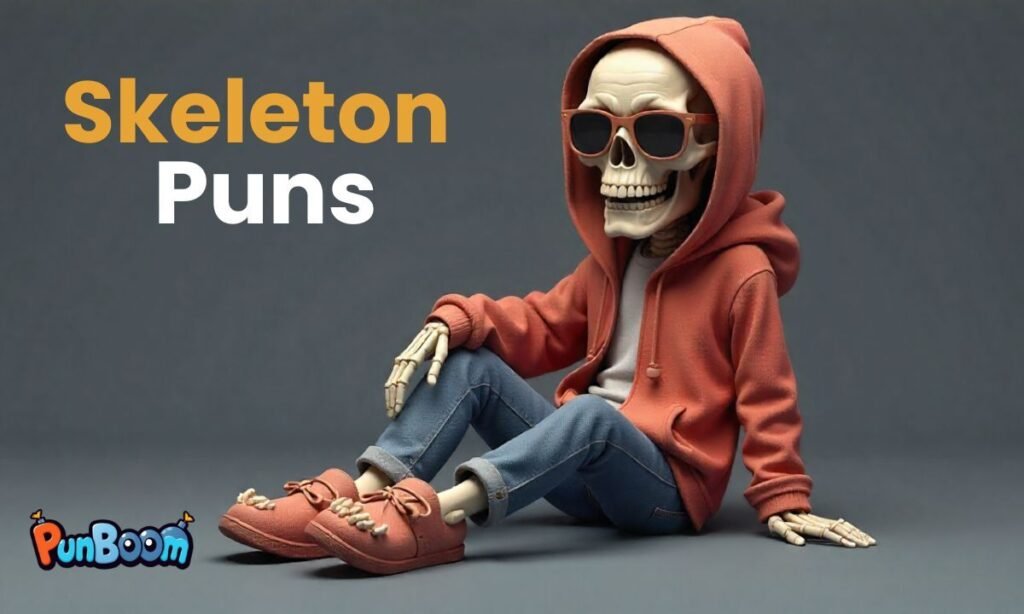 Funny skeleton puns, cute short one-liner captions, and bone jokes