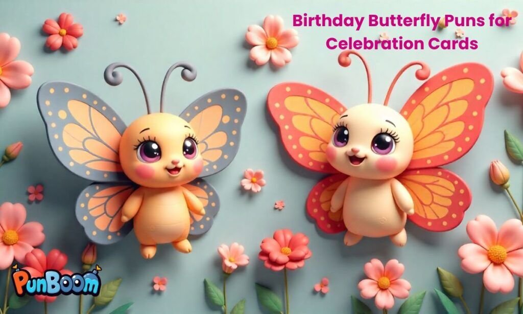 Birthday butterfly puns and funny celebration card wishes