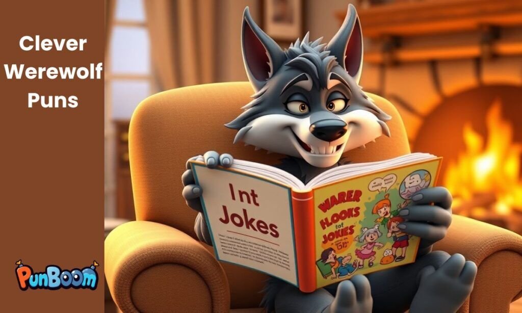 Clever werewolf puns, witty jokes, and creative wordplay