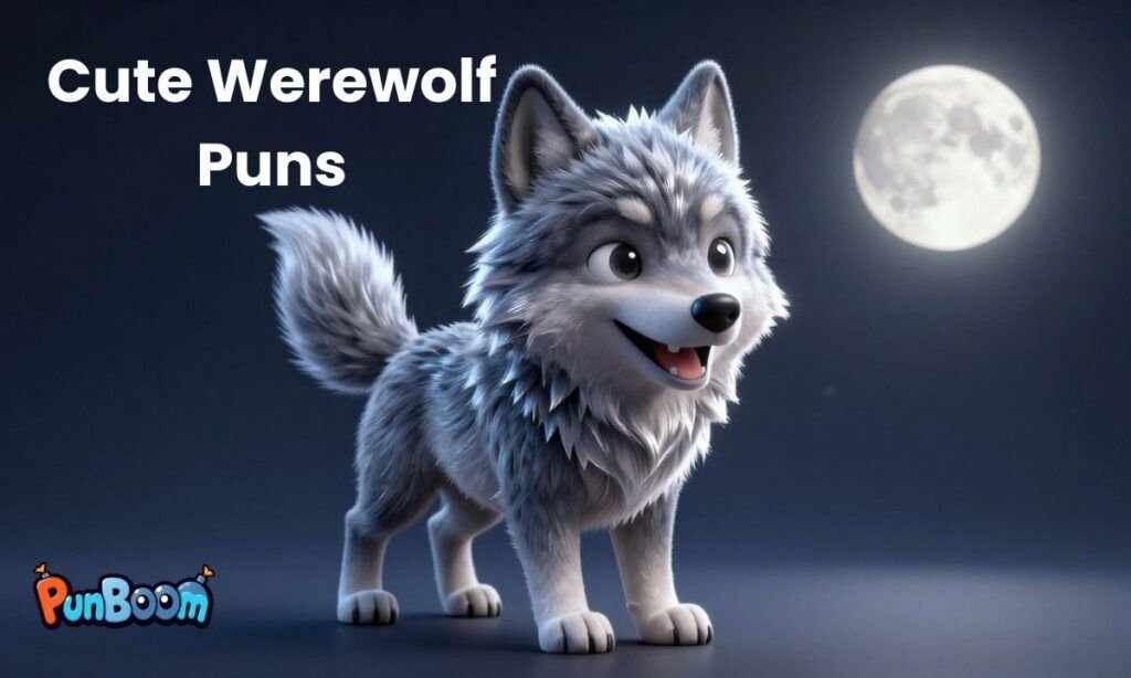 Cute werewolf puns, kid-friendly jokes, sweet captions, and card lines