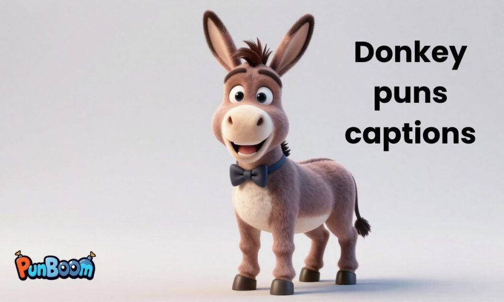 Donkey puns captions, funny photo lines, and playful Instagram wordplay