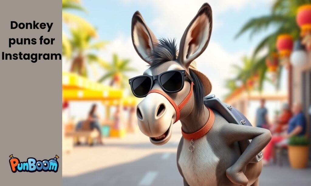 Donkey puns for Instagram, ready-to-share captions, and playful one-liners