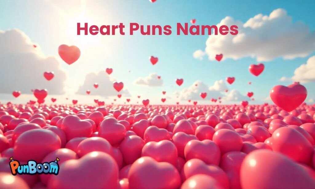 Heart pun names for Valentine gifts, cards, pets, and characters