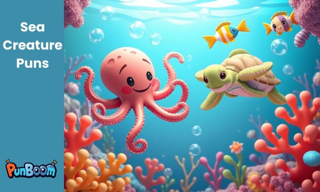 Sea creature puns, animal-inspired ocean jokes, and clever aquatic wordplay