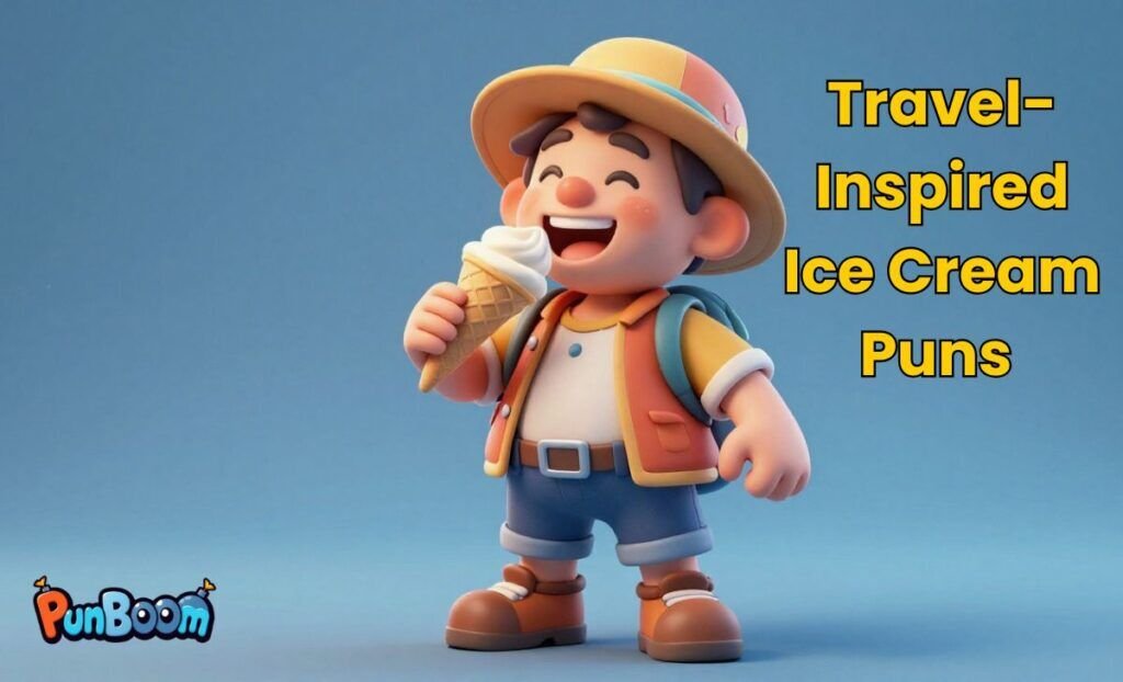 Travel-inspired ice cream puns for vacation captions